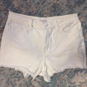 GOOD AMERICAN White high-waisted denim shorts